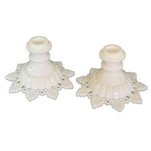 Vintage Westmoreland Candlestick Holder Ring and Petal Milk Glass 3.25" x 5.25"